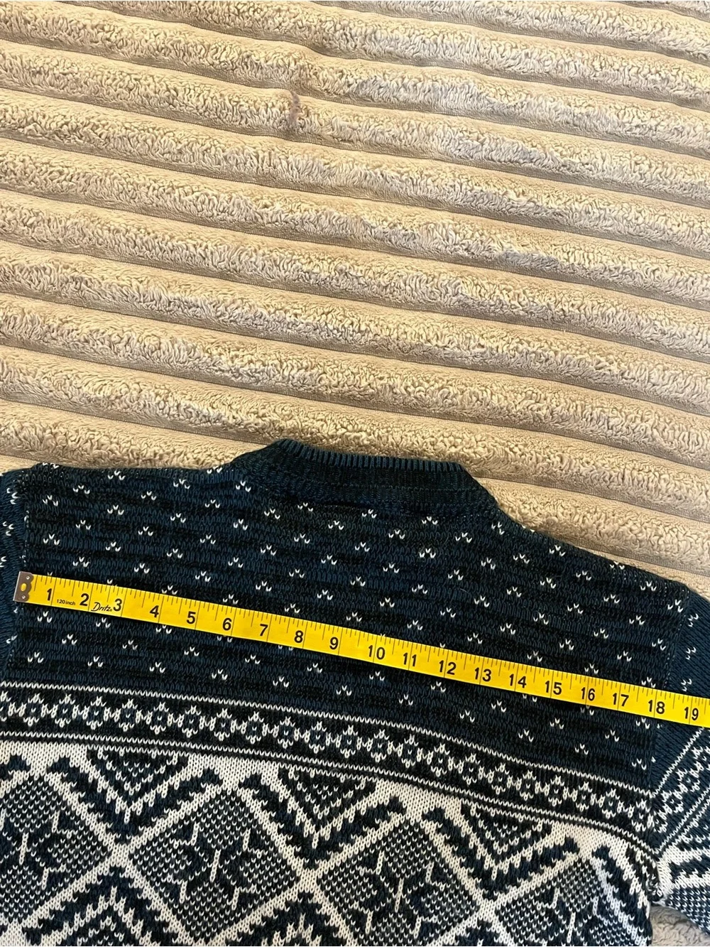 Men's Navy and White Nordic Crewneck Sweater